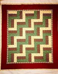2003 Handmade Quilt Split Rail Fence Quilt 44" x 40" - Picture 1 of 12