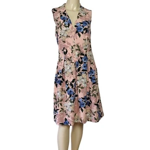 Jessica Howard pink pleated sleeveless pockets lined foral summer short dress 18 - Picture 1 of 11