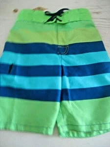 Boys 5 Green Blue GYMBOREE BOARD SHORTS Swim Trunks Mesh Lining Tie Swimming 5T - Picture 1 of 7