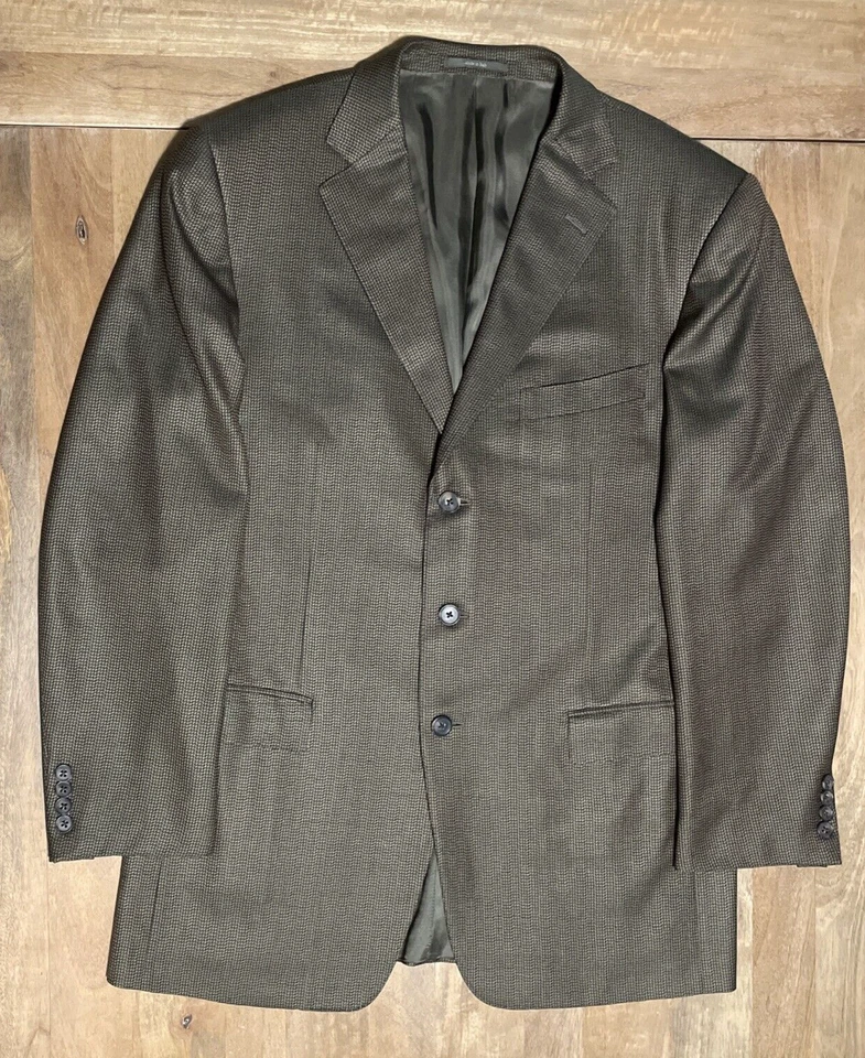 Blazer Ermenegildo Zegna Trofeo Seda Texturizado Metálico Dorado/Marrón/Negro Para Hombres 44R Foto 1 de 4