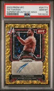 2023 PANINI PRIZM UFC SUPERESTRELLA AUTÓGRAFOS SATTV TAI TUIVASA CARTEL DORADO/10 - Imagen 1 de 2