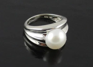 Honora Cultured Pearl 9.5mm Polished Sterling Silver Ring - Size 10 - Picture 1 of 8