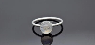 Round White Rainbow Gemstone 925 Sterling Silver Everyday Ring Christmas Gifts - Image 1 of 4