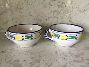 Le Souk Ceramique Latte Becher 14 Unzen handbemalt mediterran Tunesien - Bild 1 von 7