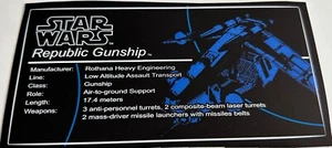 Lego Star Wars UCS Style Sticker for 75309 Republic Gunship Ersatz - Zdjęcie 1 z 1