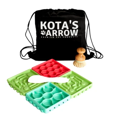 Slow Feeding Pet Trays/Lick Mats w/ Free Scrub Brush, Serving Spatula & Knapsack - Image 1 of 4