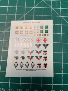 WARHAMMER 40K IMPERIAL BASILISK HOJA DE JUEGOS TALLER - Imagen 1 de 1