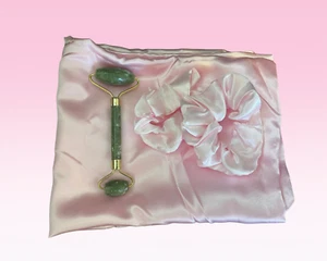 Satin Beauty Bundle Pink Satin Pillowcase (20x26 inches) 2 Pink Jumbo Scrunchies - Picture 1 of 5