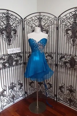 G2072 ALYCE 3669 SZ 16 TEAL $239   BEADED COCKTAIL PROM DRESS - Image 1 of 4