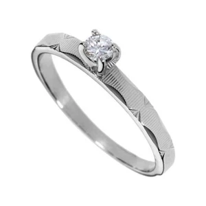 14K White Gold Solitaire Diamond Ring – Vintage Look Jewelry, Size 5.75 - Picture 1 of 4