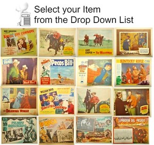 Vintage Western Movie Lobby Cards (USA 11x14 & Mexican 13x17)  Your Choice of 80