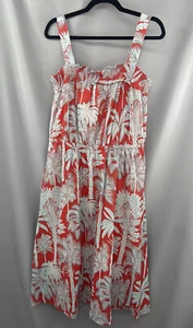 NWT Talbots Red Palm Print Fit & Flare Midi Sun Dress Size 12 Vacation - Picture 1 of 9