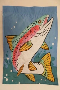 Trout Fish, Fly Fishing, Mountain River, Stream, Outdoors applique Garden flag - Picture 1 of 2