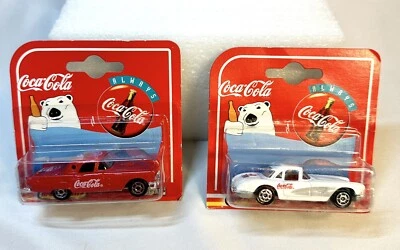 2 Coca Cola Cars Majorette 200 Series Coke Die Cast ‘58 Corvette ‘57 Thunderbird - Image 1 of 4