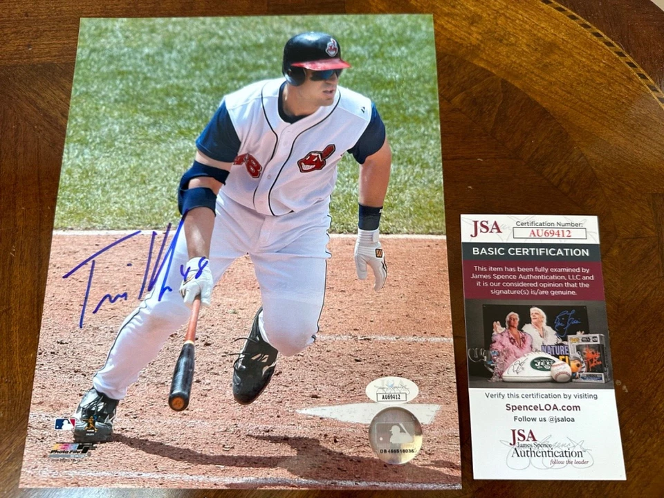 Foto oficial de béisbol firmada por Travis Hafner Cleveland Indians de la MLB de 8x10 JSA Foto 1 de 1