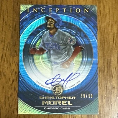 2022 Bowman Inception CHRISTOPHER MOREL Blue Foil Auto RC #'d 39/99 Chicago Cubs - Image 1 of 2