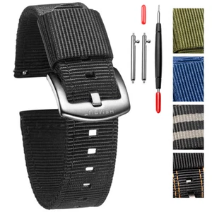 Ballistic Nylon Watch Band for Men Military Straps Heavy Duty Brushed Buckle - Picture 1 of 16
