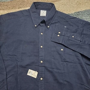 Camisa Brooks Brothers Lino Algodón Abotonada Azul Marino L Hong Kong Nueva Con Etiquetas De Colección  - Imagen 1 de 9