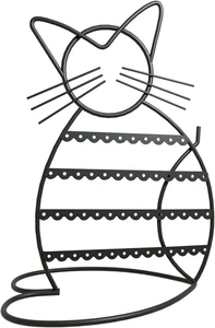 Katze Form Schmuck Organizer Ständer-Metall Ohrring Halter Gestell für 48 Stecker & Baumeln - Bild 1 von 12