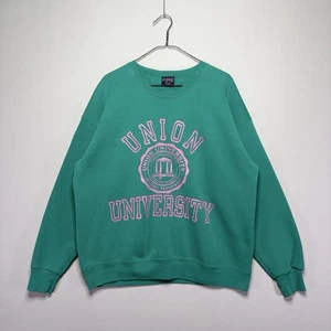 VTG 90s JanSport Union University Sweatshirt - Aqua Green / Pink - Adult XL - Picture 1 of 4