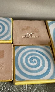 MacKenzie Childs Spencer Wallcourt Spiral Square Tile Set Of 2 -Retired 4” - Picture 1 of 3