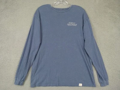 Camiseta de algodón manga larga Simply Southern para hombre pequeña azul pato Foto 1 de 4