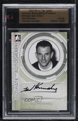 2007-08 ITG Ultimate Memorabilia 8th Edition Silver /30 Ted Kennedy Auto HOF - Image 1 of 2