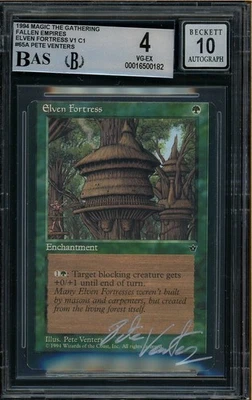 1994 MTG Fallen Empires MISCUT Elven Fortress Pete Venters Signed BGS 4 AUTO 10 - Image 1 of 2