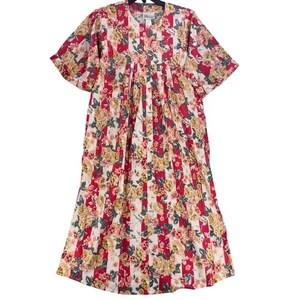 Easy Essentials House Dress Womens Mumu S Cotton Floral Zip Lounge Colorful - Picture 1 of 13