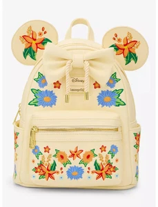 Loungefly Disney Minnie Mouse Orange Floral Ears Mini Backpack - New With Tags - Picture 1 of 4