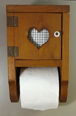 Armario de madera vintage rústico hecho a mano soporte de papel higiénico y almacenamiento. Foto 1 de 4
