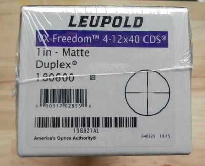 Leupold Riflescope; VX-Freedom 4-12x40 CDS; 1"; Duplex; Black; 180600 - Image 1 of 2