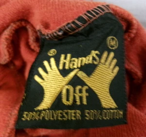 VTG 70s 80s "HANDS OFF" BASE LAYER SHIRT SzM ORANGE LONG JOHNS THERMAL USA MADE - Picture 1 of 4