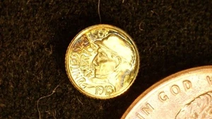 MONETA MINIATURA 1915 UN DOLLARO PANAMA PACIFICO PLACCA ORO su ARGENTO STERLING - Foto 1 di 2