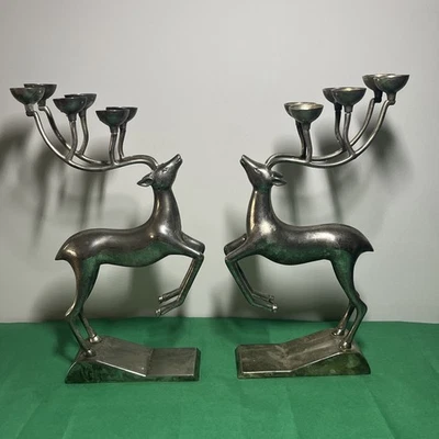 De Colección Chapado en Plata GODINGER 2x Candelabros de Reno Candelabro Decoración de Navidad Foto 1 de 4