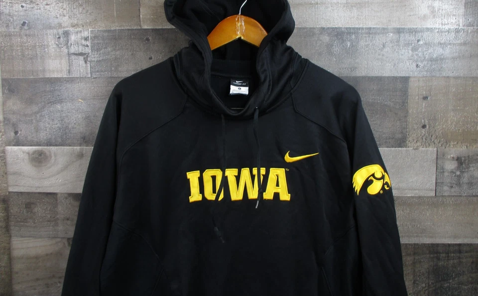 Iowa Hawkeyes Sudadera con Capucha Para Hombres XL Negra NCAA Fútbol Calce Térmico Nike Foto 1 de 4