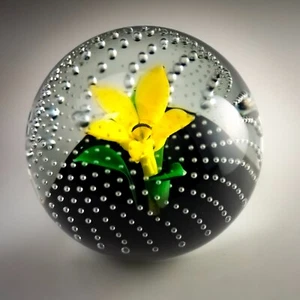 Caithness Glas Lampwork Briefbeschwerer Blume im Regen Bullicante Floral Bubble - Bild 1 von 13