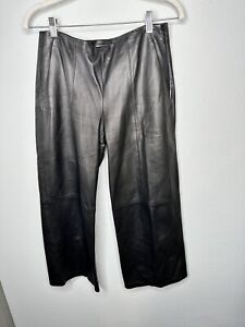 $895 -  VINCE Lamb Leather Straight Leg Cropped In Black Size 4