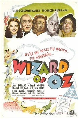 1939 The Wizard Of Oz Movie Poster Print Dorothy Wicked Witch Tin Man 🍿