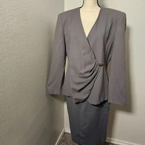 Jones New York Rock Anzug Damen 14 grün gewebt kurz Karriere Business Wolle - Bild 1 von 17