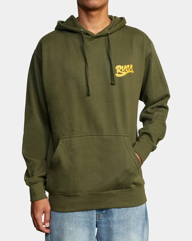 RVCA Men's Logo Scoreboard Hoodie Sweatshirt Small Military Green