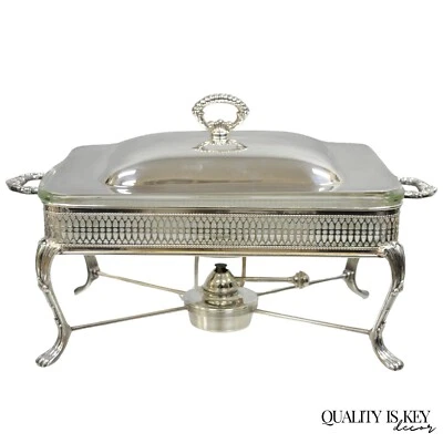 Calentador de comida buffet plato rozadora victoriano vintage Sheffield EE. UU. Foto 1 de 4