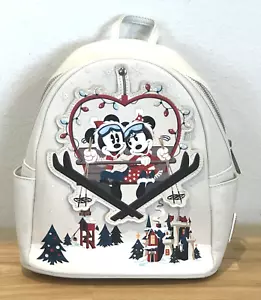 2021 DISNEY PARKS LOUNGEFLY MICKEY AND MINNIE MOUSE HOLIDAY MINI BACKPACK - Picture 1 of 12