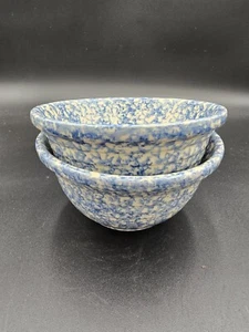 2 Vintage Roseville ohio Blue ” Ribbed Mixing Bowl for usa - Picture 1 of 6
