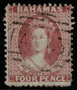 1862 Bahamas 4d Dull Rose SG18 Expertised Very Fine Used Cat. £375.00 - Picture 1 of 1