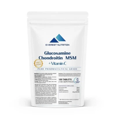EVEREST NUTRITION Glucosamina Condroitina MsM + vitamina C Pelle Articolazioni e Ossa Salute