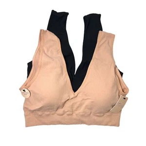 Real Underwear Womens Black Tan Padded Seamless Bralettes 2 Pack Sz XL NWT - Picture 1 of 6