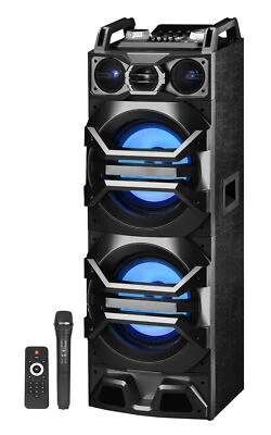 Technical Pro Dual 10" 3000w Powered Bluetooth Speaker w/USB/SD/LED+Wireless Mic - Image 1 of 4