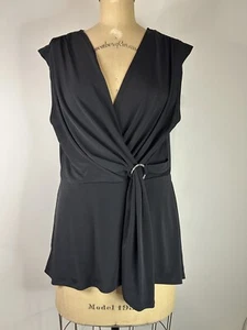 New Directions schwarze ärmellose Bluse mit V-Ausschnitt - Bild 1 von 5
