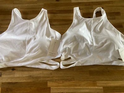 New Athleta Pair of Plus Conscious Cut Out Crop Sports Bras, White 2X D-DD - Image 1 of 4
